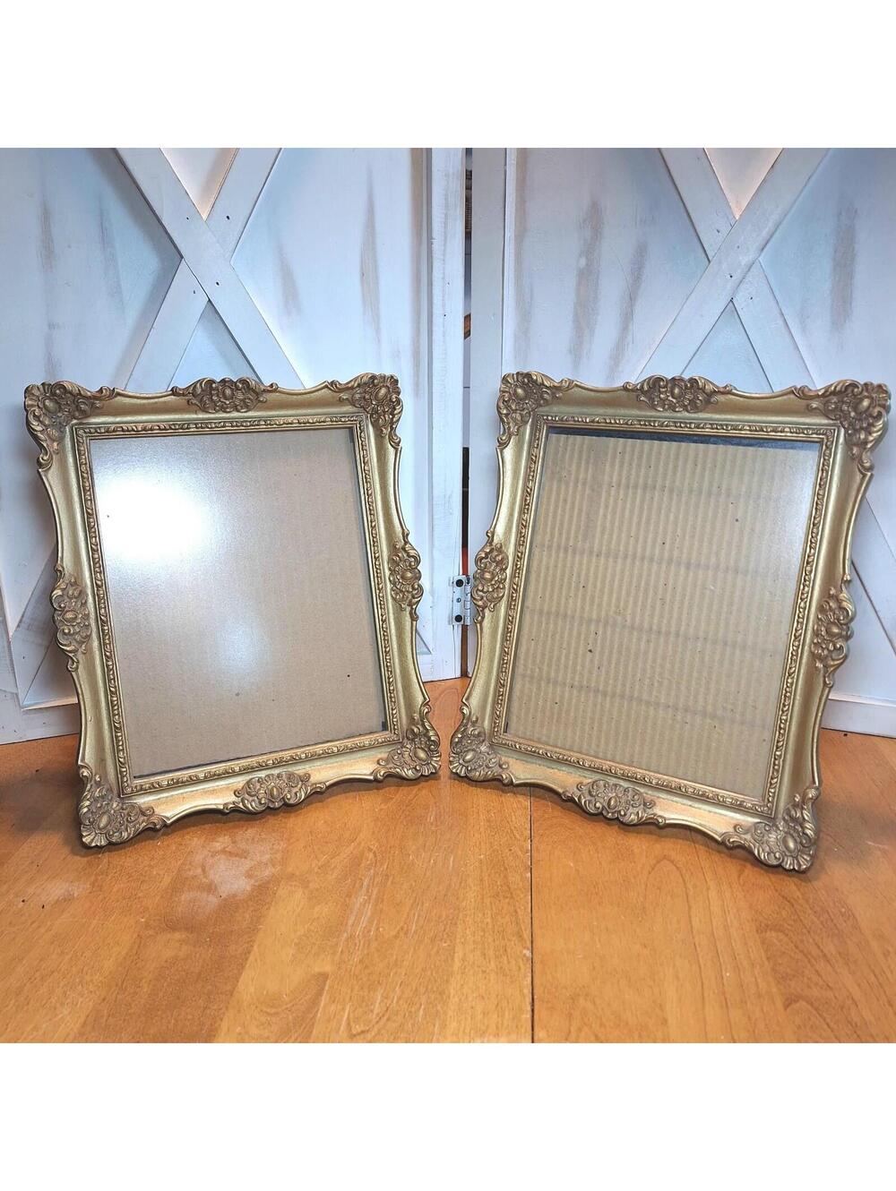 2 VTG 1976 IIC USA Picture Frames Gold Ornate Baroque Scalloped Edge Holds 8X10